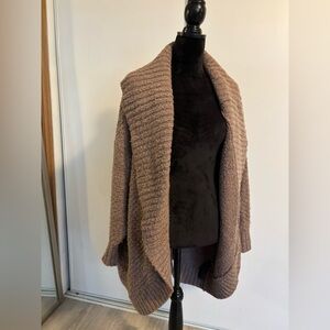 By Anthropologie Sweater Womens Large Brown Open Front Shawl Cardigan Cozy Knit